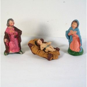 Vintage Nativity Mary Joseph (Damaged) & Baby Jesus Holy Family Made in Italy